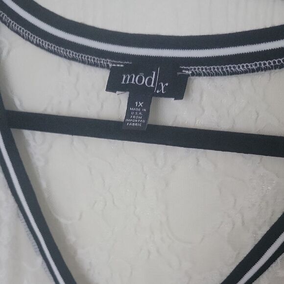 White Lace Dress with Black Trim - Picture 2 of 4